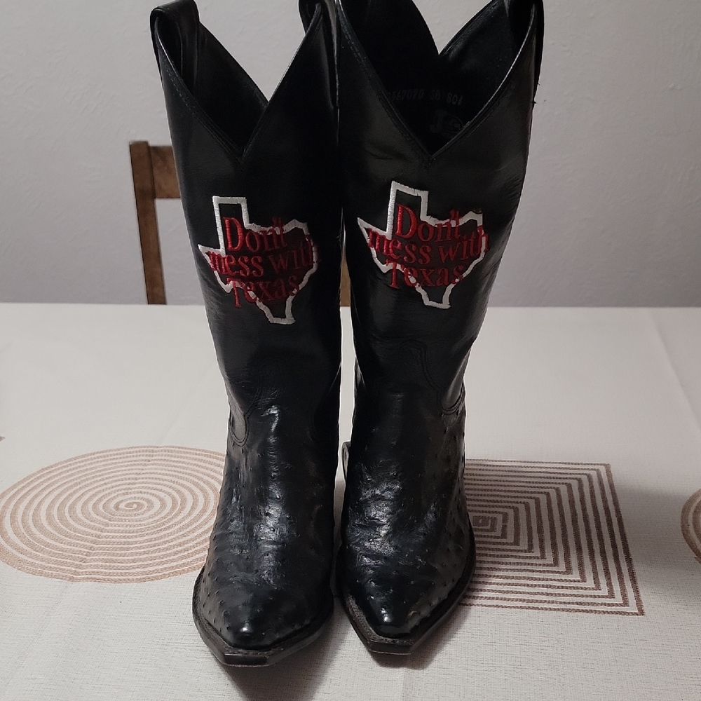 Justin Women Boots Black Ostrich Leather Boots